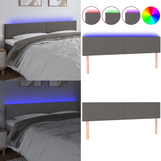 vidaXL Hoofdbord LED 90x5x78/88 cm kunstleer crèmekleurig - Hoofdbord