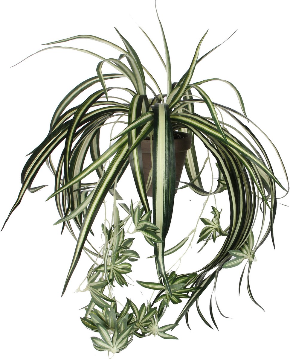 Mica Decorations Kunstplant - graslelie - groen - in pot - 45 cm - hangplanten