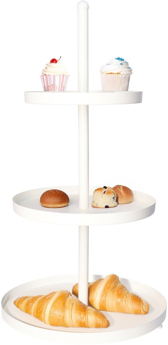 Etagere - wit - metaal - 3-laags - 25 x 35 cm - hapjes/high tea - serveerschaal