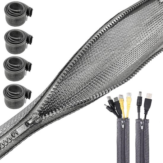 Vloerkabelbescherming, flexibele op maat te snijden pvc-kabelbescherming, zelfklevende bodemkabelafdekking, bodemkabelgoot, beschermt kabels en voorkomt struikelvallen, 50 mm x 1 m, zwart