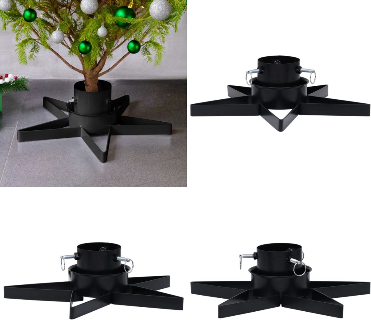 Zwart metalen kerstboomstandaard 47x47x13,5 cm - Stijlvolle kerstdecoratie.