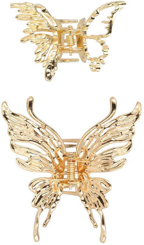 Haarsoires Haarspeld Haarklemmen 6,5cm-7,5cm – Open Vlindervorm – Metaal – Goud – Set van 2 - Haarclip Klem - Hair Claw - voor Opsteken Haar - Hair Clip - Decoratieve Haaraccessoire