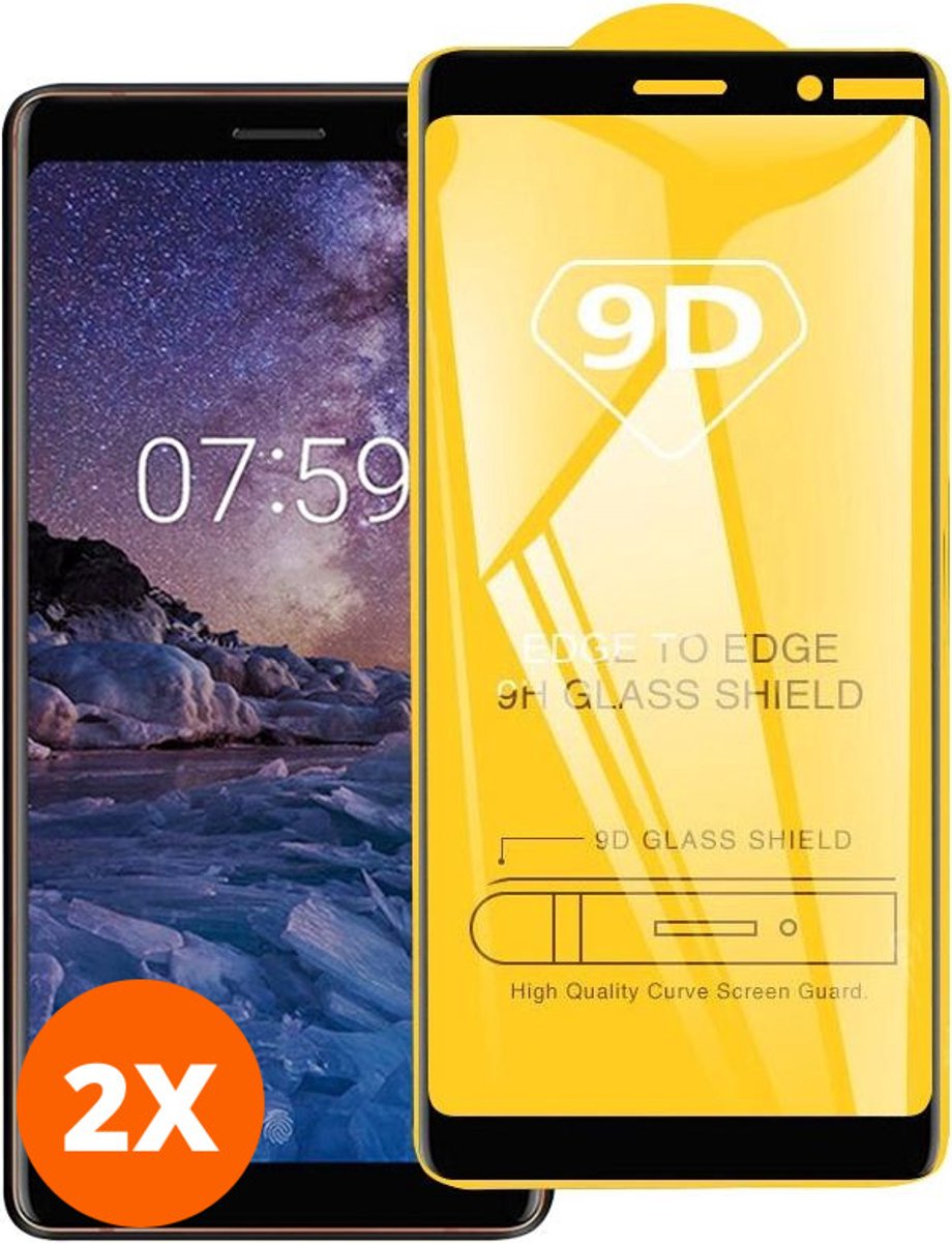 Mobigear Screenprotector geschikt voor Nokia 3.1 Plus Glazen | Mobigear Premium Screenprotector - Case Friendly - Zwart (2-Pack)