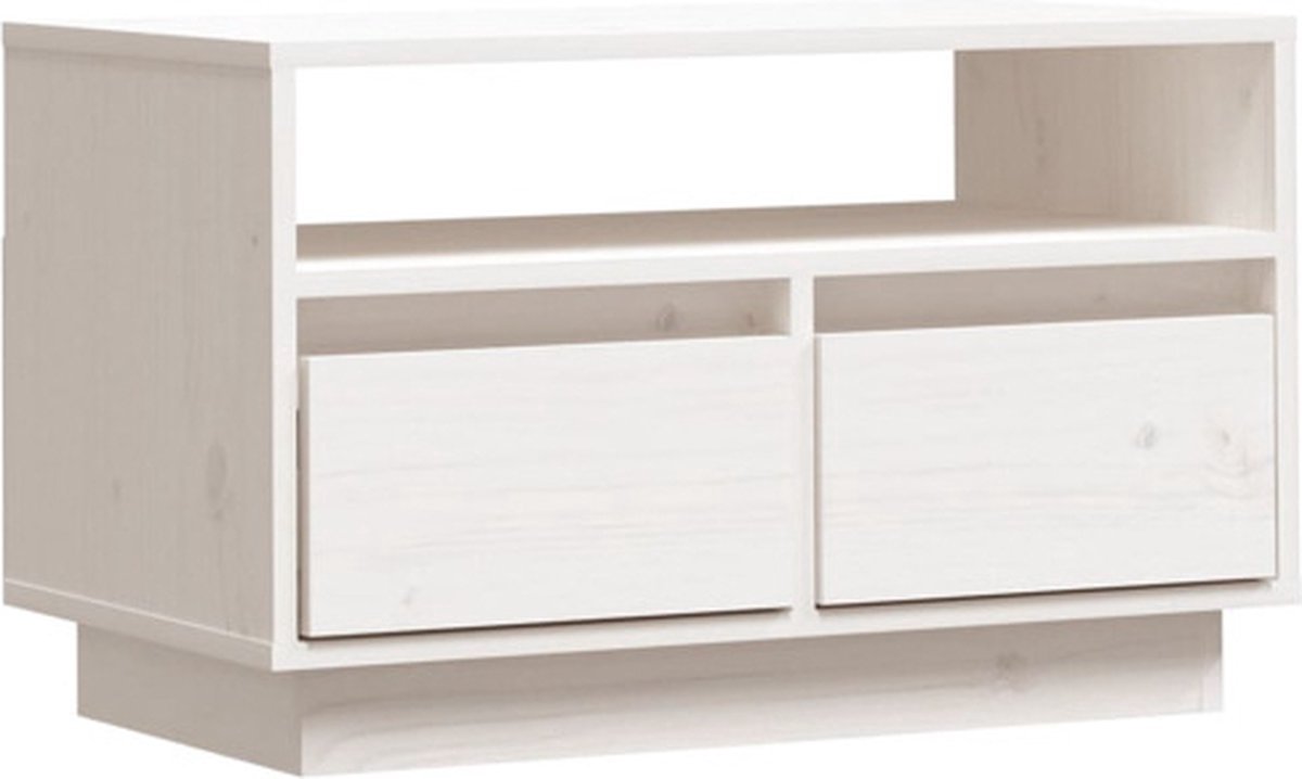 vidaXL Tv-meubel 60x35x37 cm massief grenenhout wit - Tv-meubel - Tv-meubelen - Opbergkast - Televisiekast