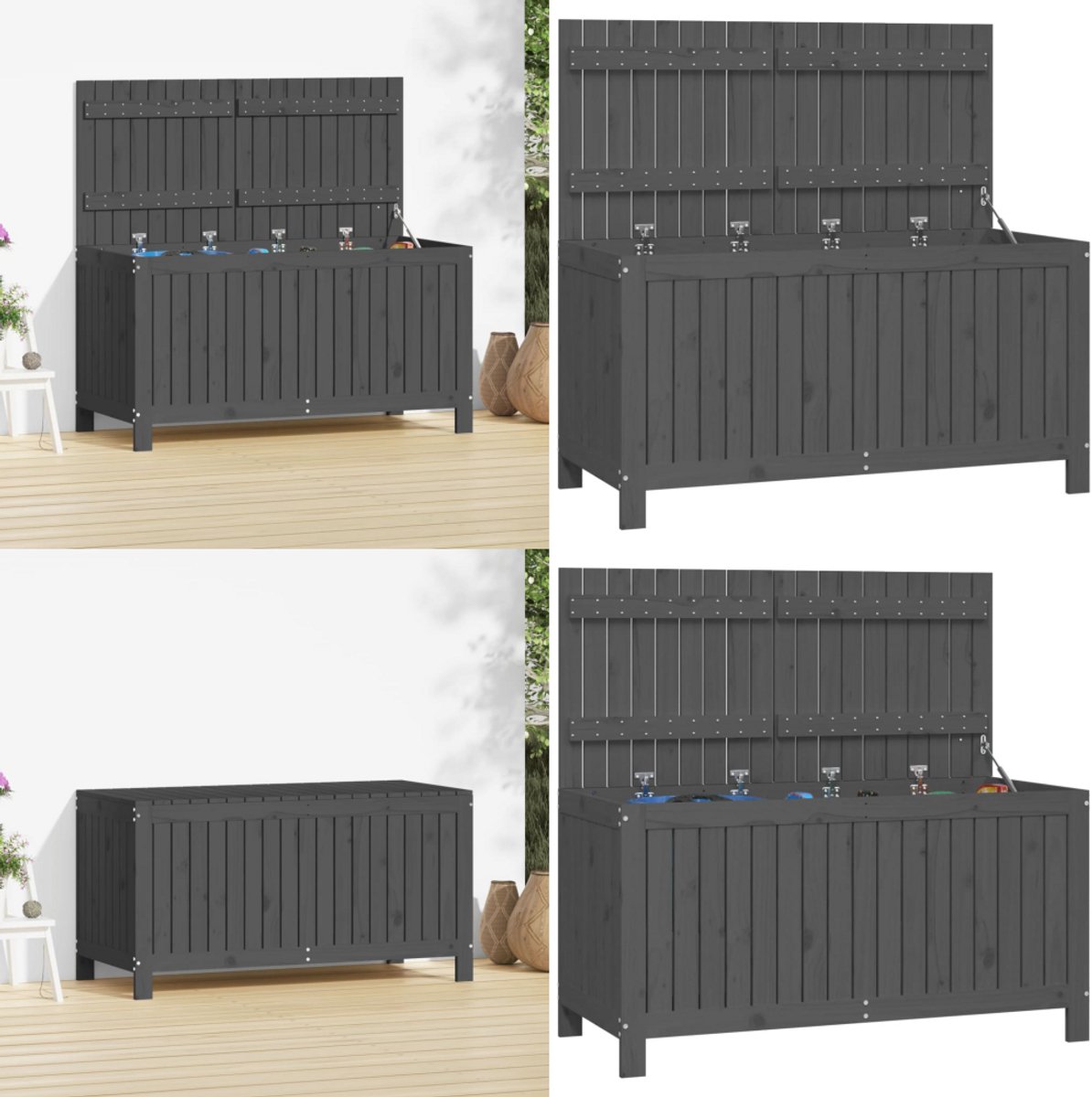 vidaXL - Tuinbox - 121x55x64 - cm - massief - grenenhout - grijs