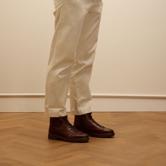 Manfield - Homme - Bottines à lacets en cuir marron - Taille 42