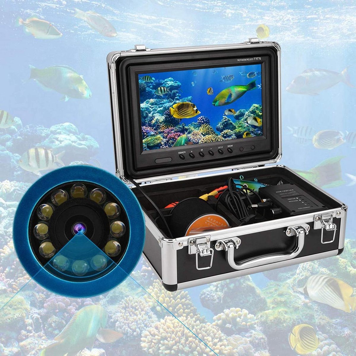Onderwater Viscamera 9 inch 30 m spoel - visvideocamera draagbare visvinder buiten - HD TVL-monitor .