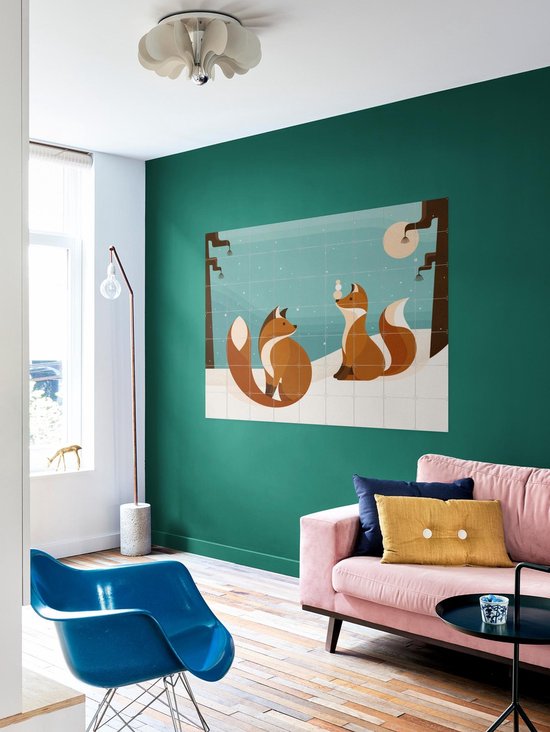 IXXI Vosjes, Elke Uijtewaal - 100 x 80 cm - Outil d'accrochage gratuit - Grande décoration murale et affiches - Illustrations, Digital Art, Ludique, Coloré