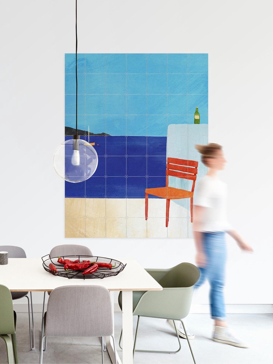 IXXI Red Chair, Henry Rivers - 80 x 100 cm - Gratis ophangtool - Grote wanddecoratie en posters - Minimalisme, Grafisch Ontwerp, Illustraties, Speels