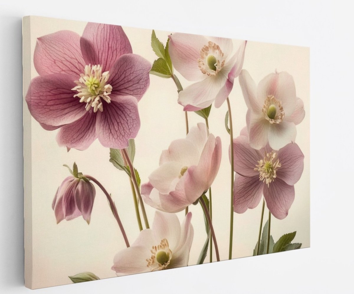 Saammp Canvas Schilderij - Gekleurde Bloemen - Natuur - Abstract - 60x40 - Foto op canvas - Wanddecoratie - Modern Interieur - Woonkamer Decoratie Multicolor