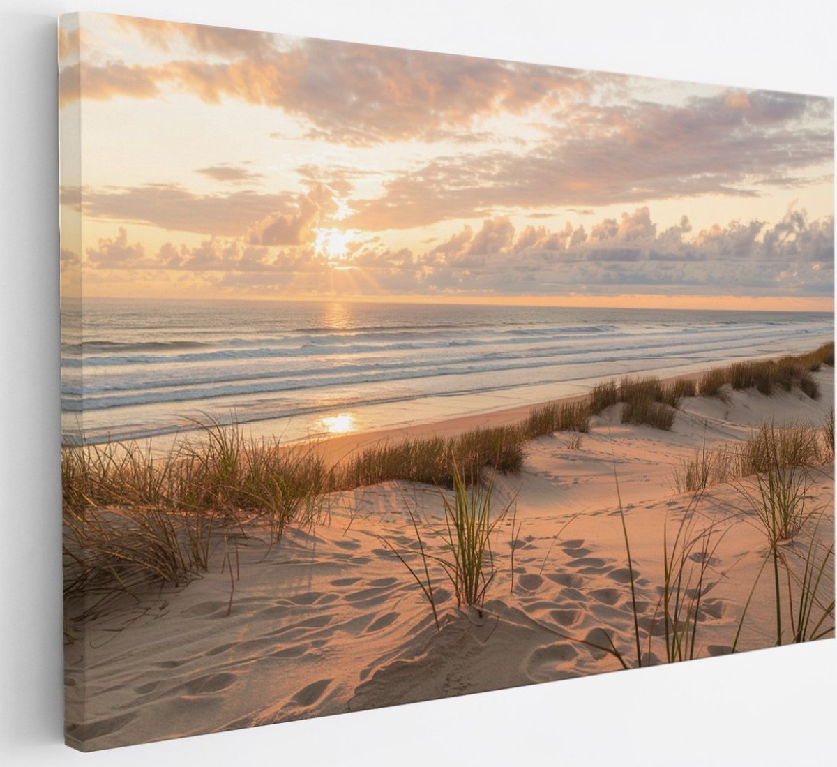 Saammp Canvas Schilderij - Strand En Zee - duinen - 30x20 - Foto op canvas - Wanddecoratie - muurdecoratie Woonkamer - Slaapkamer decoratie - Canvas Print Multicolor