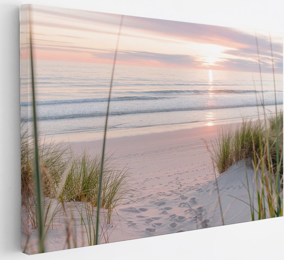 Saammp Canvas Schilderij - Strand En Zee - duinen - Planten - 30x20 - Foto op canvas - Wanddecoratie - muurdecoratie Woonkamer - Slaapkamer decoratie - Canvas Print Multicolor