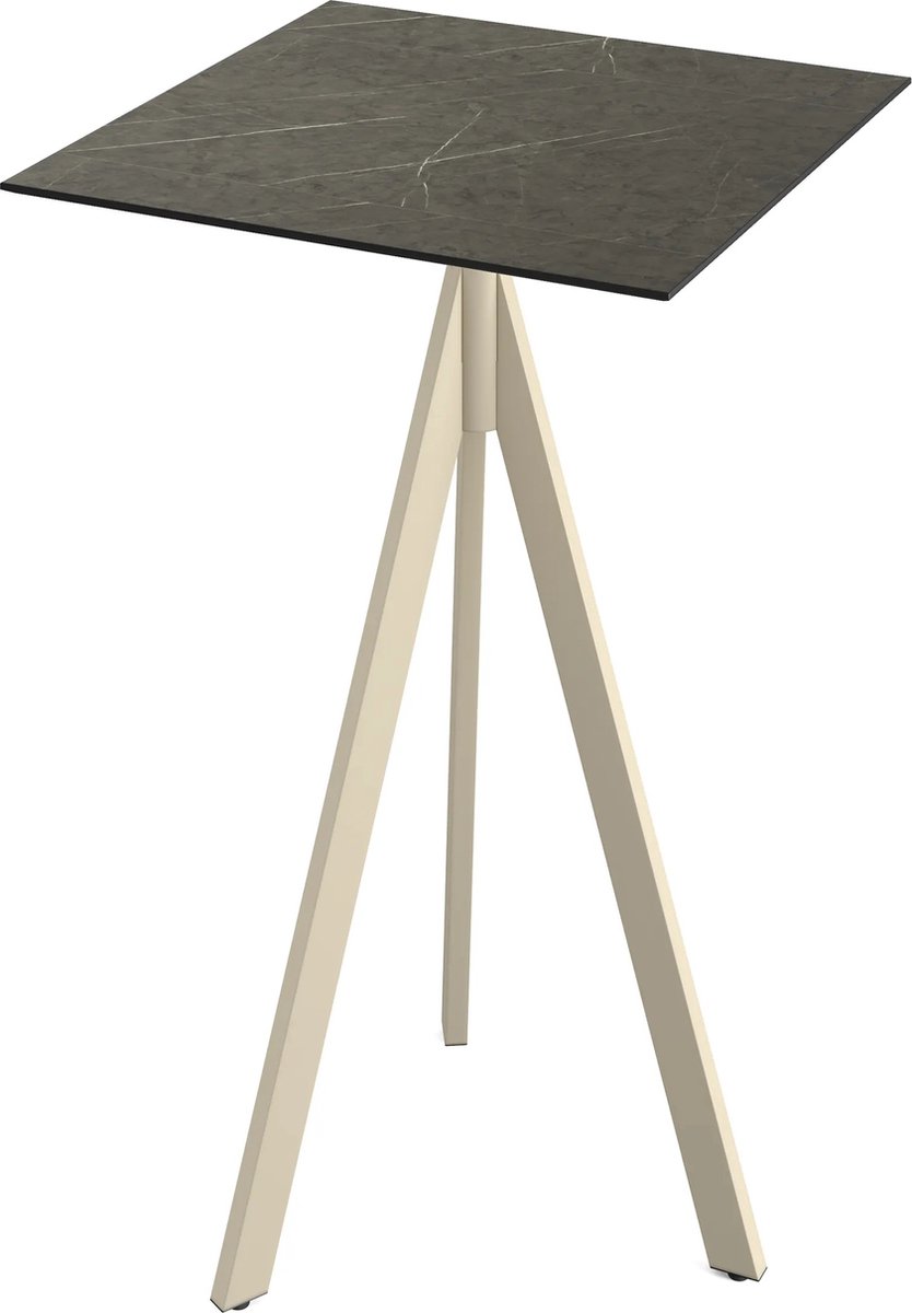 Essentials Infinity Tripod Statafel Zand Frame + Midnight Marble HPL 70x70 cm - 140061677 - Horeca & Professioneel