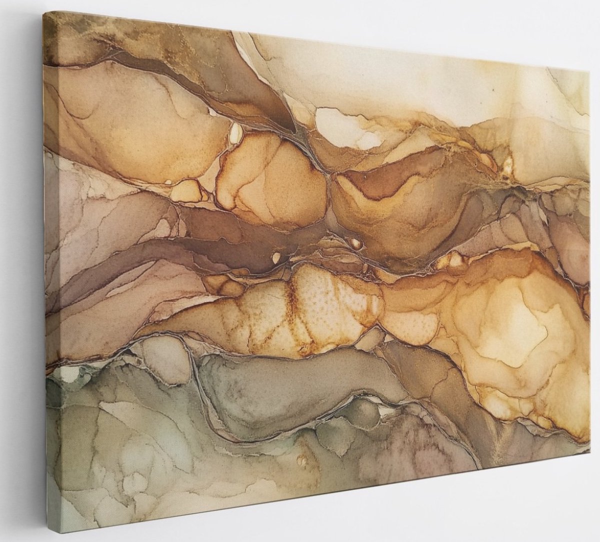 Saammp Canvas Schilderij - Brons marmer - Abstract - 30x20 - Foto op canvas - Wanddecoratie - Muurdecoratie Woonkamer - Slaapkamer decoratie - Canvas Print Multicolor