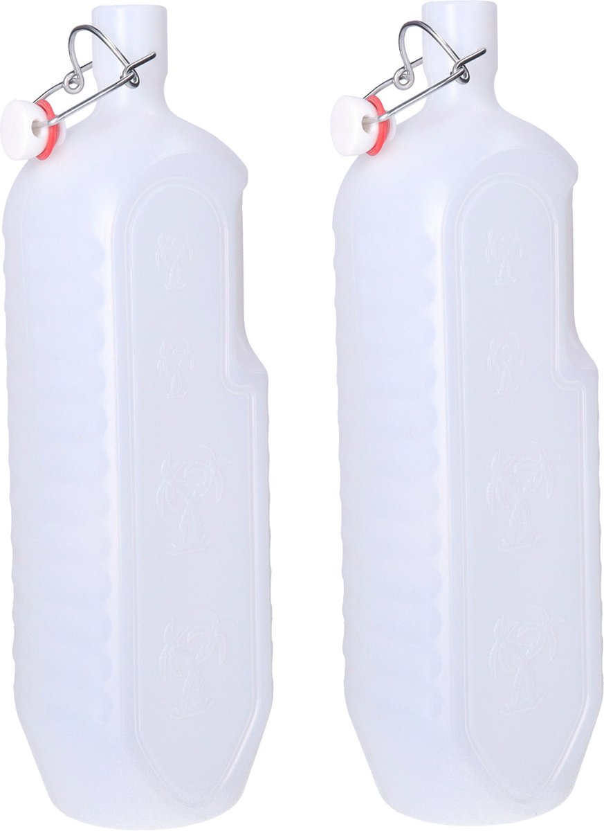 CM beugelfles/weckfles - 2x - wit - kunststof - 2 liter - Waterfles - Met handvat - Grote container