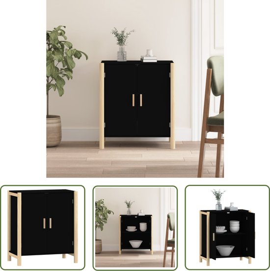 The Living Store Buffet Classic Zwart - 62 x 38 x 70 cm - Espace de rangement spacieux