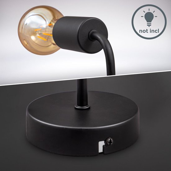 B.K.Licht I Wandlamp I retro lamp voor binnen I metaal I wit I industrieel I wandlampen I netstroom I met 1 lichts I draaibar I vintage wandspots I muurlamp I E27 fitting