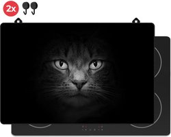 KitchyMist Inductie Beschermer 80x52 cm - Kat Portret - Kookplaat Beschermer - Afdekplaat voor Kookplaat - Inductie Mat - Spatscherm Achterwand Keuken