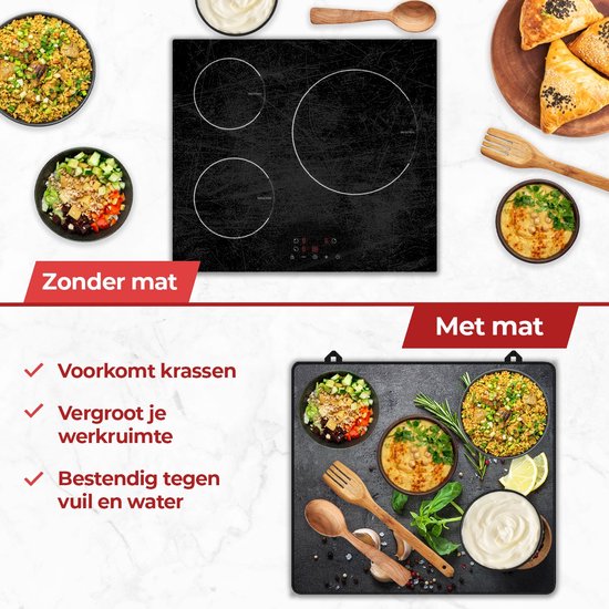 KitchyMist Inductie Beschermer 60x52 cm - Kruiden en Specerijen Limoen - Kookplaat Beschermer - Afdekplaat voor Kookplaat - Inductie Mat - Spatscherm Achterwand Keuken