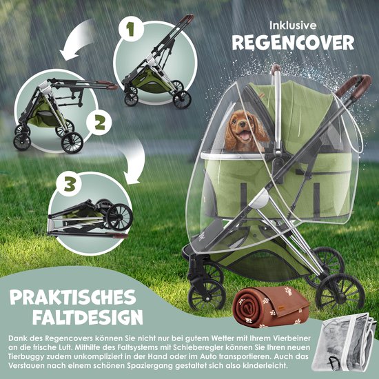 VEVOR Hondenkinderwagen met roterende wielen, remmen, 65 lbs capaciteit, afneembare drager, opbergmand en huisdierkussen voor kleine tot middelgrote honden, zwart