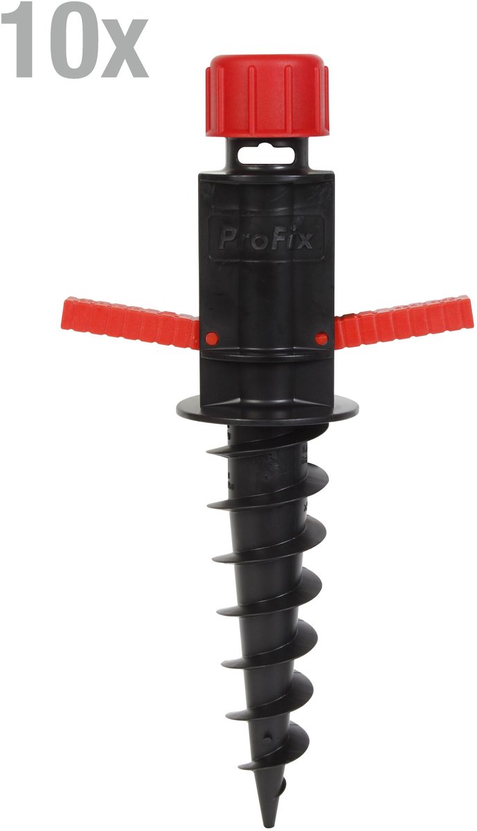 Alberts 860486 inschroef-paalvoet | geschikt voor alle buizen van Ø17 tot 33 mm | kunststof, zwart/rood | lengte 400 mm | Set van 10