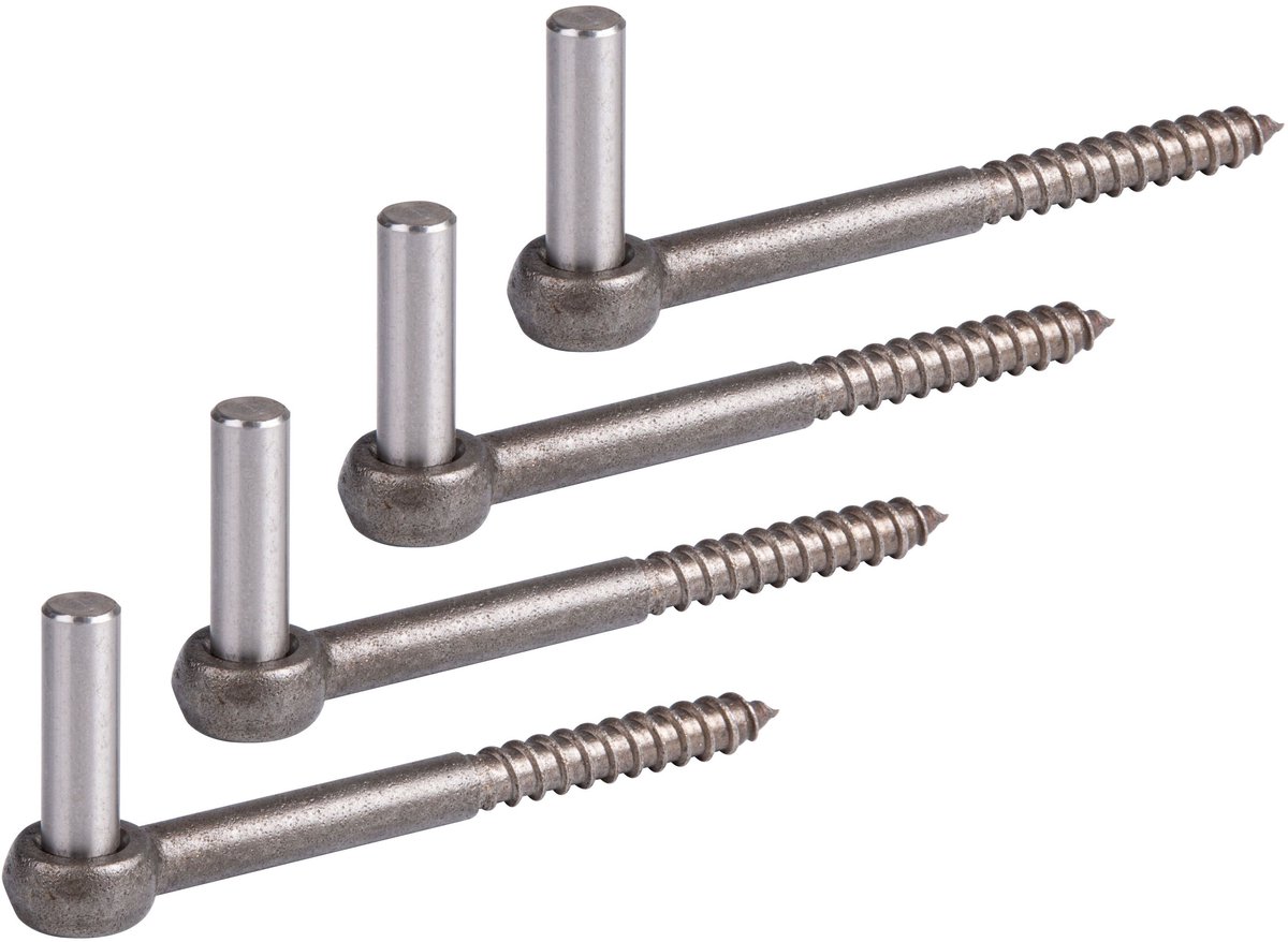 Alberts 846268 plaatduim om in te schroeven | J-haak met gesneden schroefdraad | rvs | doornmaat Ø13 mm | lengte 155 mm | Set van 4