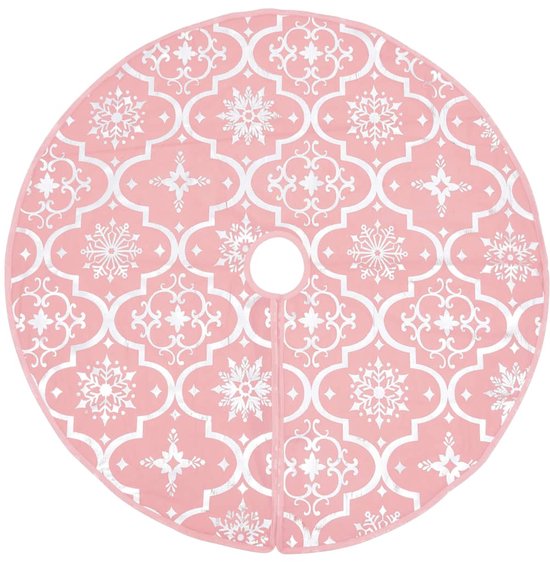 vidaXL Kerstboomrok - 122 cm - Stof - Roze Kerstboomrok - Kerstdecoratie - Kerstaccessoires - Sneeuwpattroontje - Rode Kerstboomrok