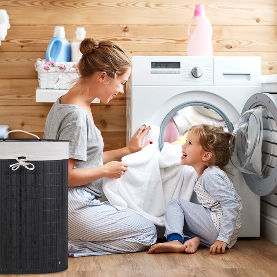 Relaxdays Wasmand - Houten Was Mand - Bamboe Hout - 100 Liter Met Deksel 60x50 5x35 5hbd Relaxdays Wasmand - Houten Was Mand - Bamboe Hout - 100 Liter Met Deksel 60x50 5x35 5hbd