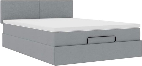 vidaXL Lit ottoman avec matelas, 140 x 200 cm, tissu, gris clair