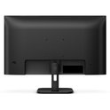 Achteraanzicht van de Philips-monitor, gericht op de zwarte, getextureerde achterzijde en de centrale voetsteun.