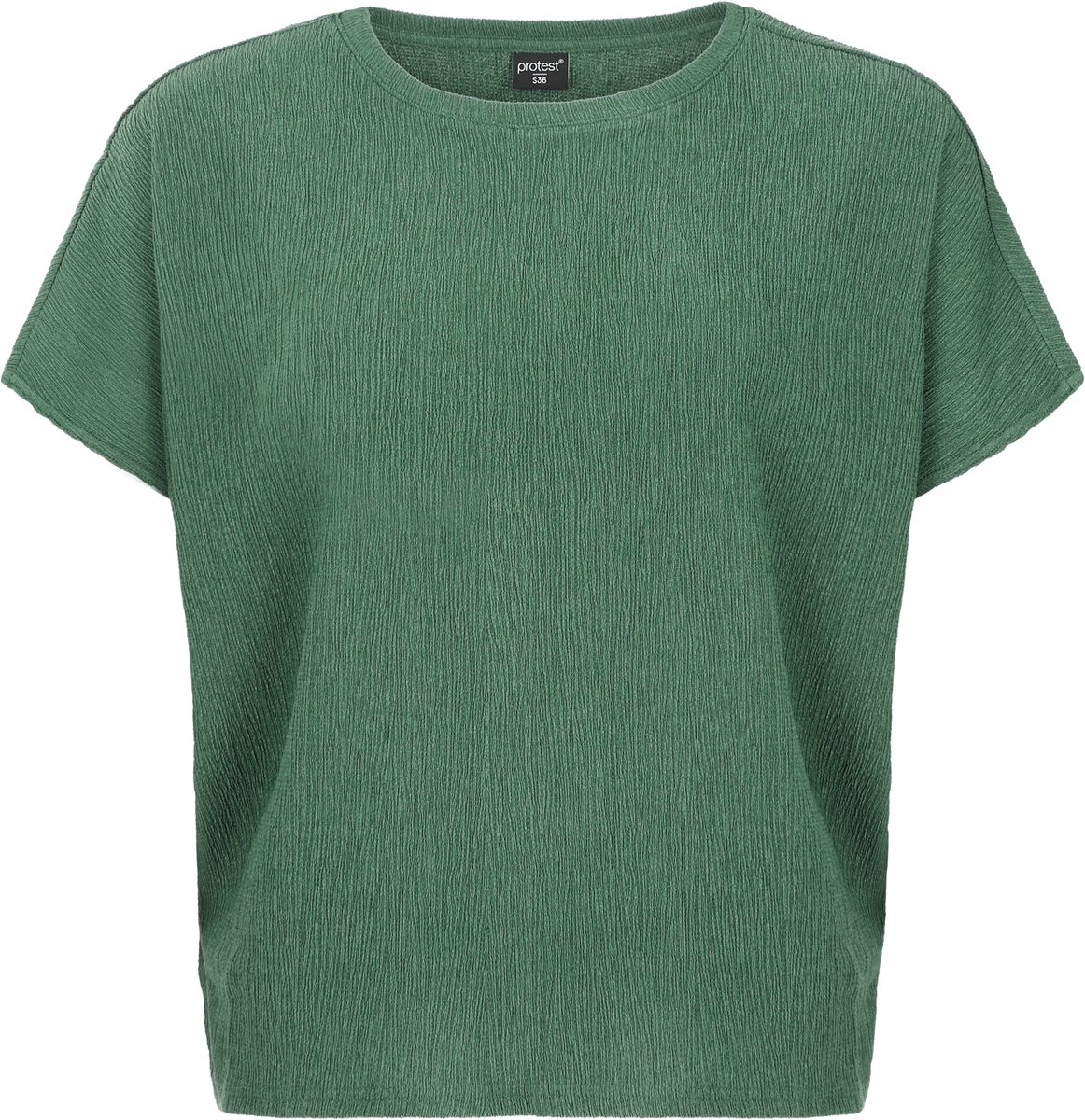 Protest PRTLouas – T shirt Dames – Korte mouwen – Ronde hals – Loose fit Groen