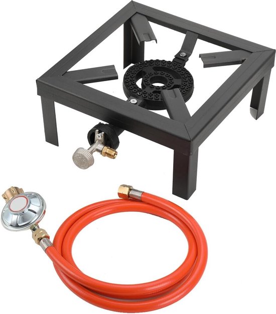 Camping gaskooktoestel, 2-pits krukkoker, draagbaar, 8 kW met piëzo