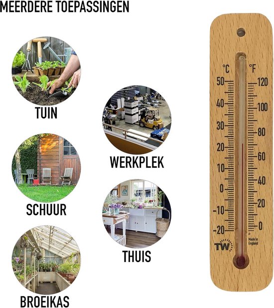 Traditionele houten kamerthermometer om kamertemperatuur te meten - kan