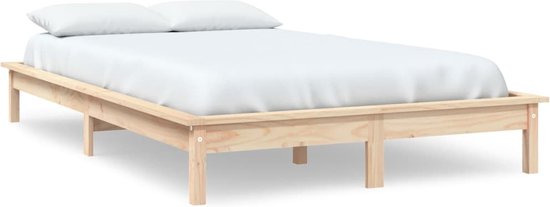 The Living Store Lit Bois de pin - Cadre de lit Classique en bois - 120x200cm - Aspect rustique