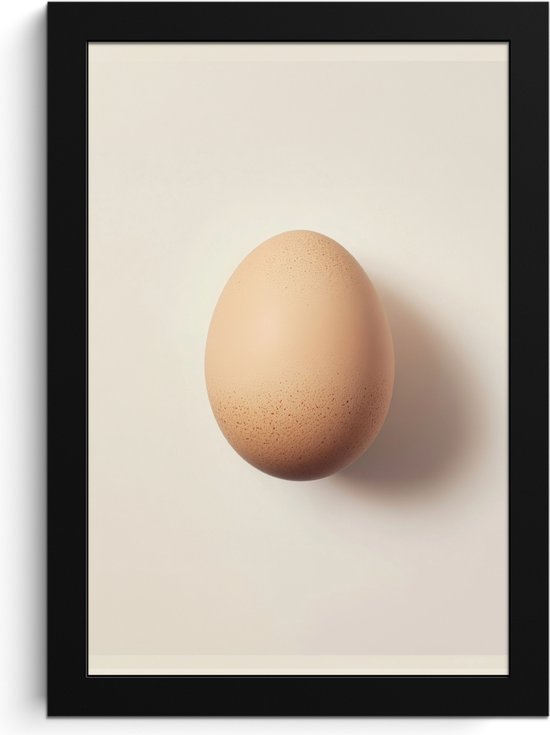 Cadre photo avec poster - Cadre poster 20x30 cm - Posters - Oeuf - Beige - Ovale - Uni - Photo encadrée - Décoration murale Cuisine - Accessoires de Décoration murale - Décoration murale - Peintures