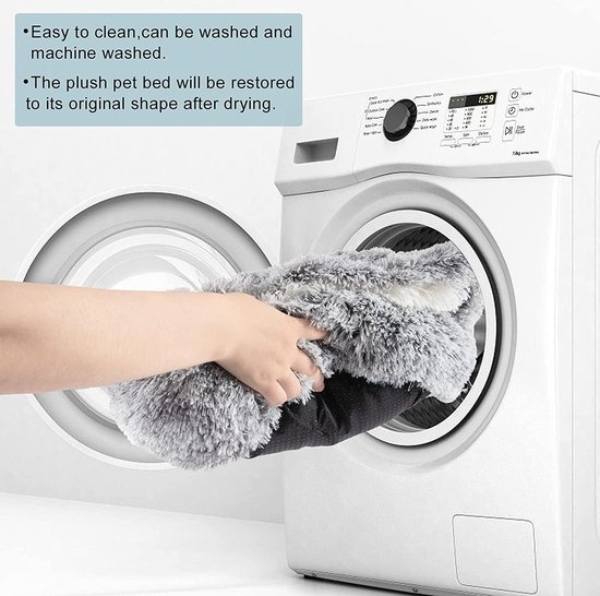 Madame Jones Lit pour chien de grande taille - Lavable - Forme ronde en forme de beignet - 65 x 65 cm - Semi-fermé - Chiens de taille moyenne - Moelleux - Grand XXL - Convient pour Labrador (gris).