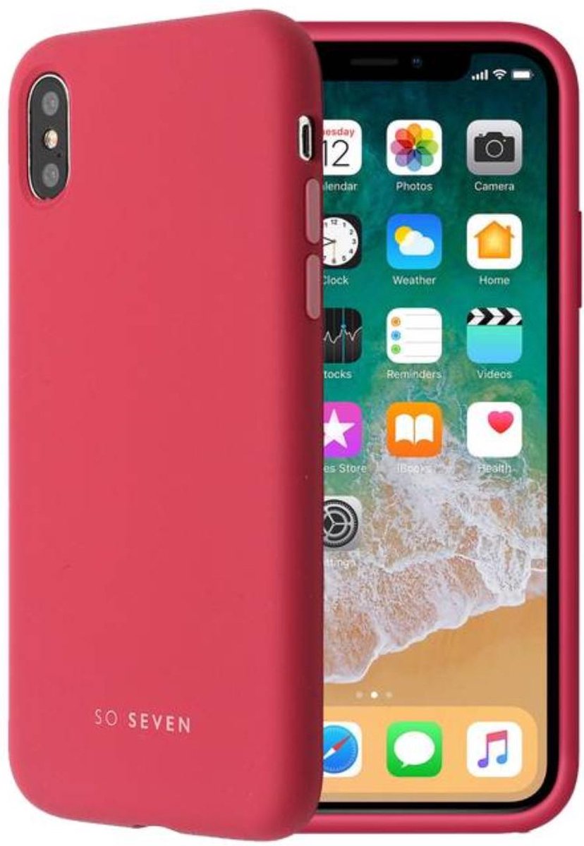 SoSeven, Hoesje Geschikt voor Apple iPhone SE/8/7 SMOOTHIE CAMELIA, Rood