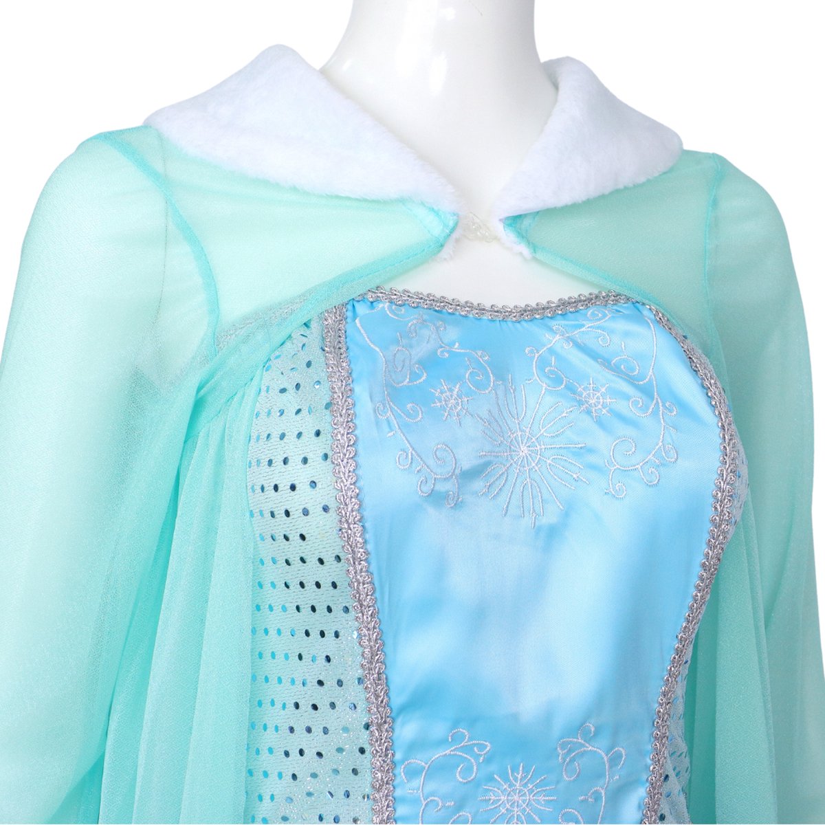Joya Party® Ijsprinses Verkleed Jurk Volwassenen | Blauwe Glamour Jurk | Carnaval Verkleedjurk Dames | Prinsessenjurk Vrouwen | ijsprinces | Carnavalskleding | Maat M — afbeelding 9