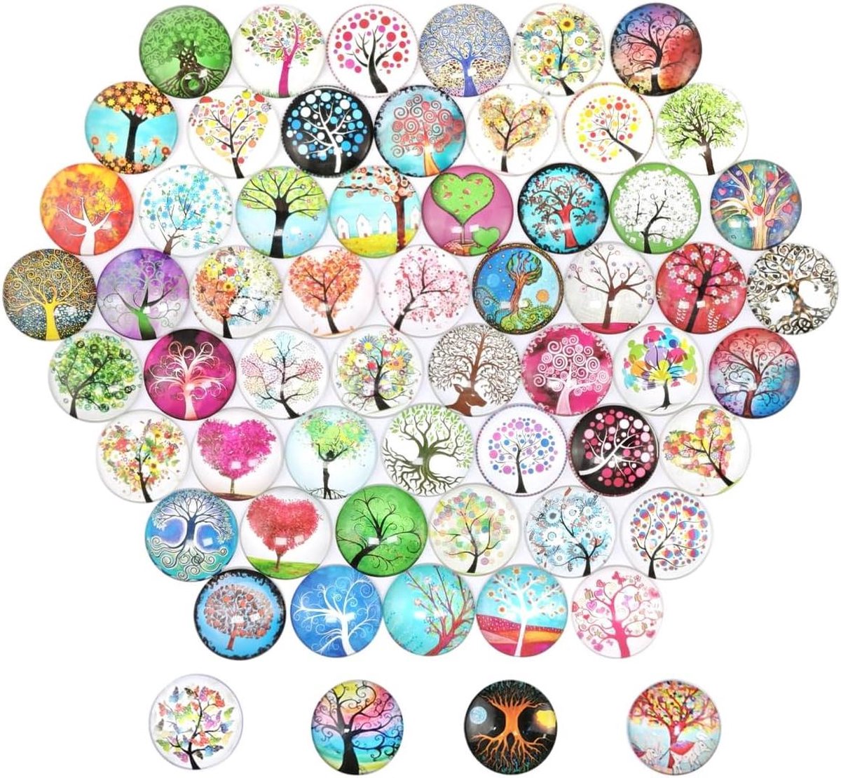 60 stuks kleurrijke dreuzelstenen voor kinderen - gemengde kleur glazen stenen - 25 mm glasnuggets - koepelglas cabochons - geluksstenen - doe-het-zelf halsketting
