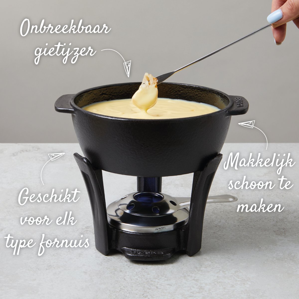 BOSKA Fondueset Party Pro - Kaasfondue - Fonduepannen - Gietijzer - 1,1 L – foto 3