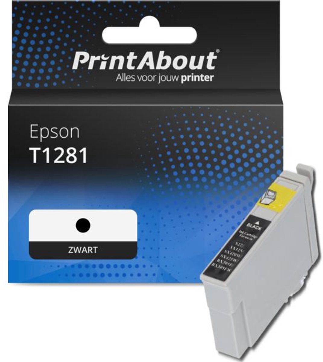 PrintAbout huismerk Inktcartridge T1281 Zwart geschikt voor Epson