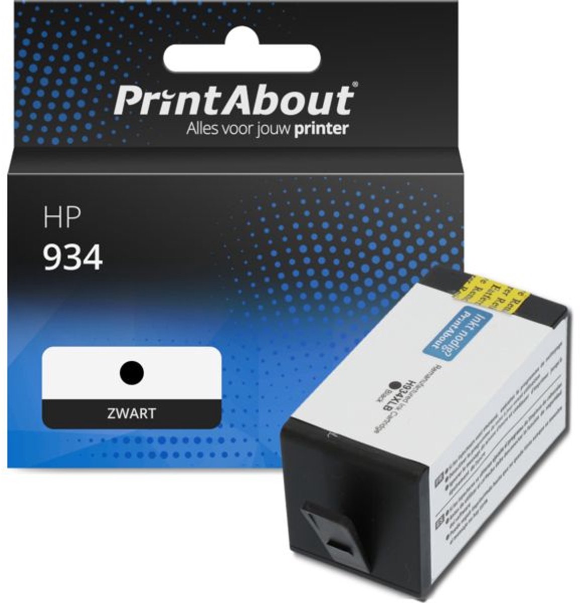 PrintAbout huismerk Inktcartridge 934 (C2P19AE) Zwart geschikt voor HP
