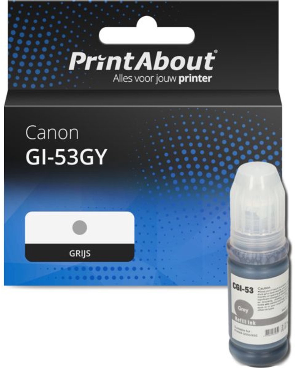 PrintAbout huismerk Inktcartridge GI-53GY Grijs geschikt voor Canon