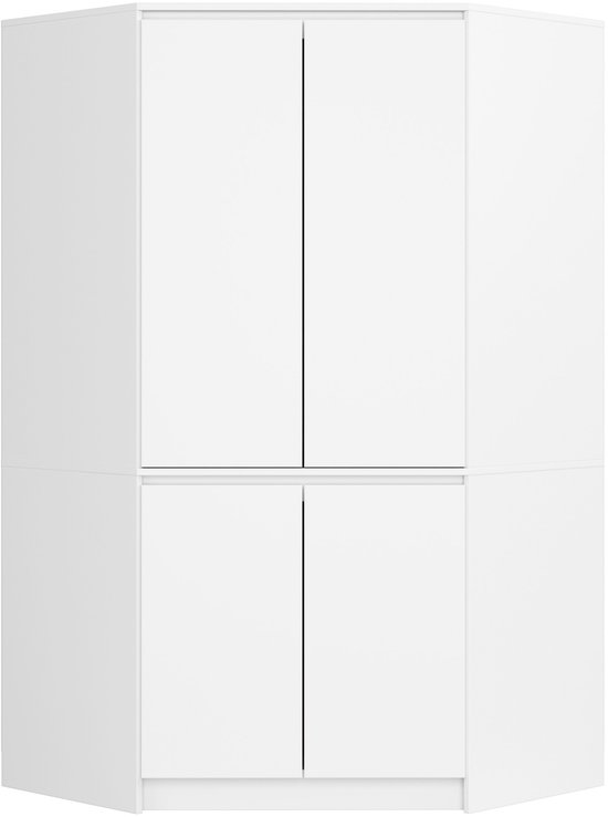 Witte hoekkast met vier deuren.