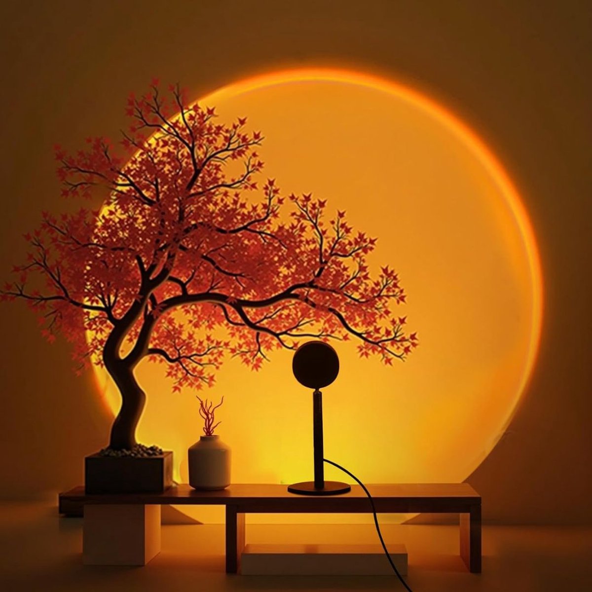Zylo® Sunset Lamp - Sfeerverlichting - TikTok Lamp - 40x30x30cm - Zwart