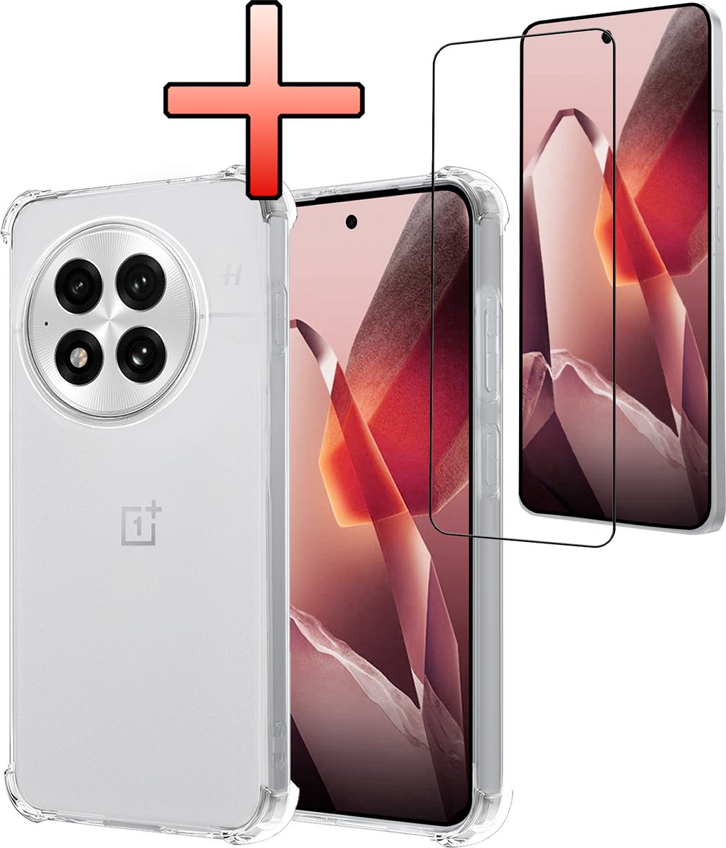 Hoesje - Met Screenprotector - Geschikt voor OnePlus 13R - Sterk & Shockproof - Siliconen Case - Back Cover - Telefoon Hoes - Shock Proof - Transparant