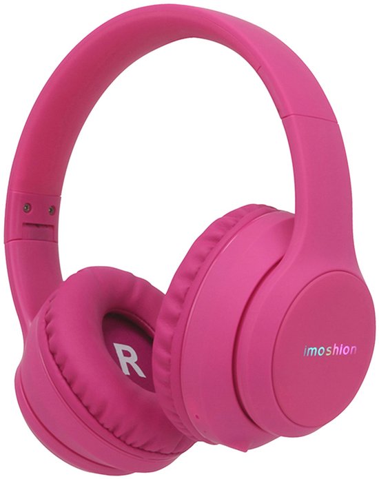 imoshion Kinder Koptelefoon met LED Verlichting - Met Decibelbegrenzer - Bluetooth Koptelefoon Kinderen - Draadloze Over-Ear Hoofdtelefoon - Hot Pink