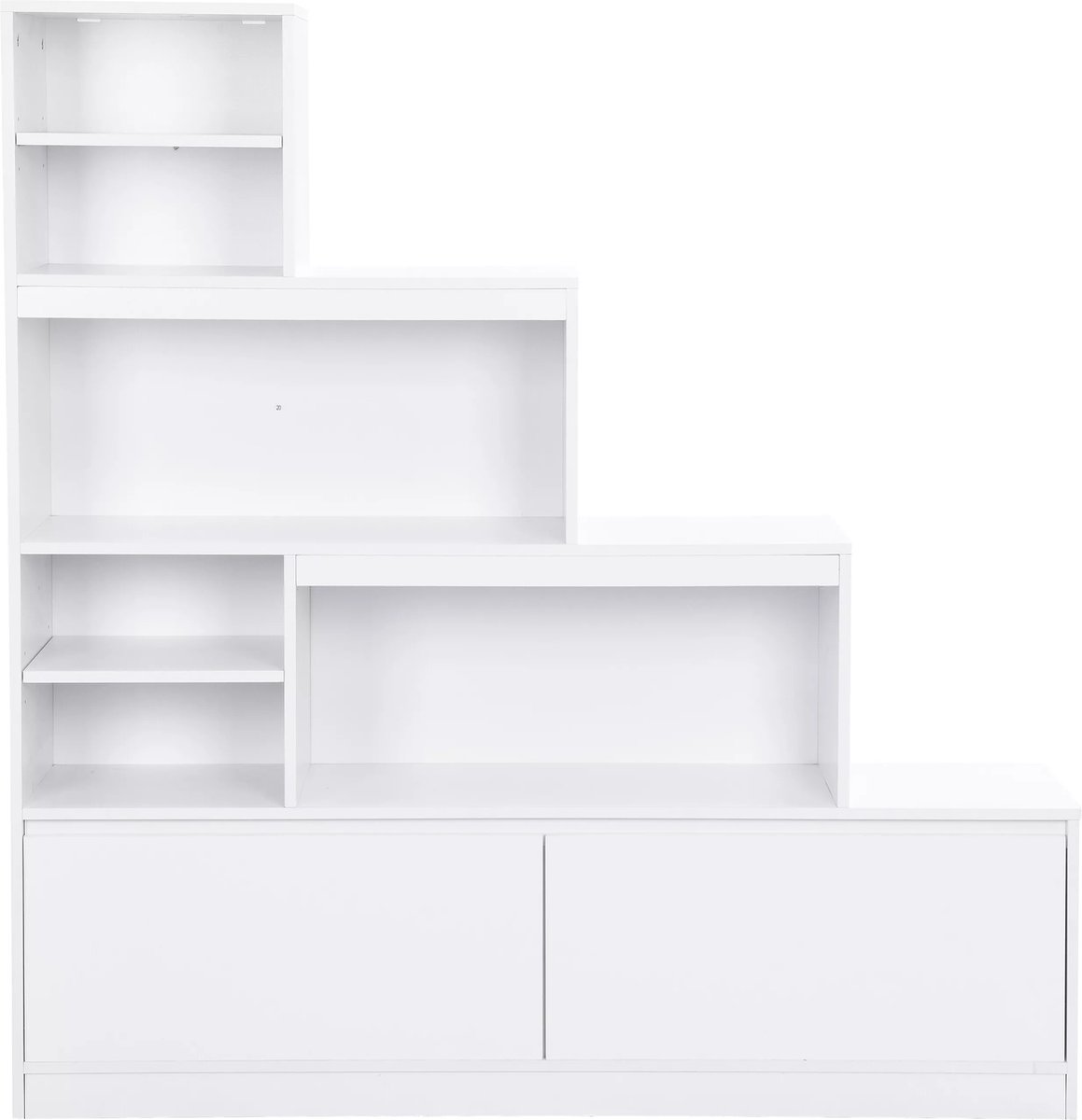 Vente-unique Schoenenmeubel met 2 deurtjes en 6 nissen met ledverlichting van MDF - Wit - LOVILA