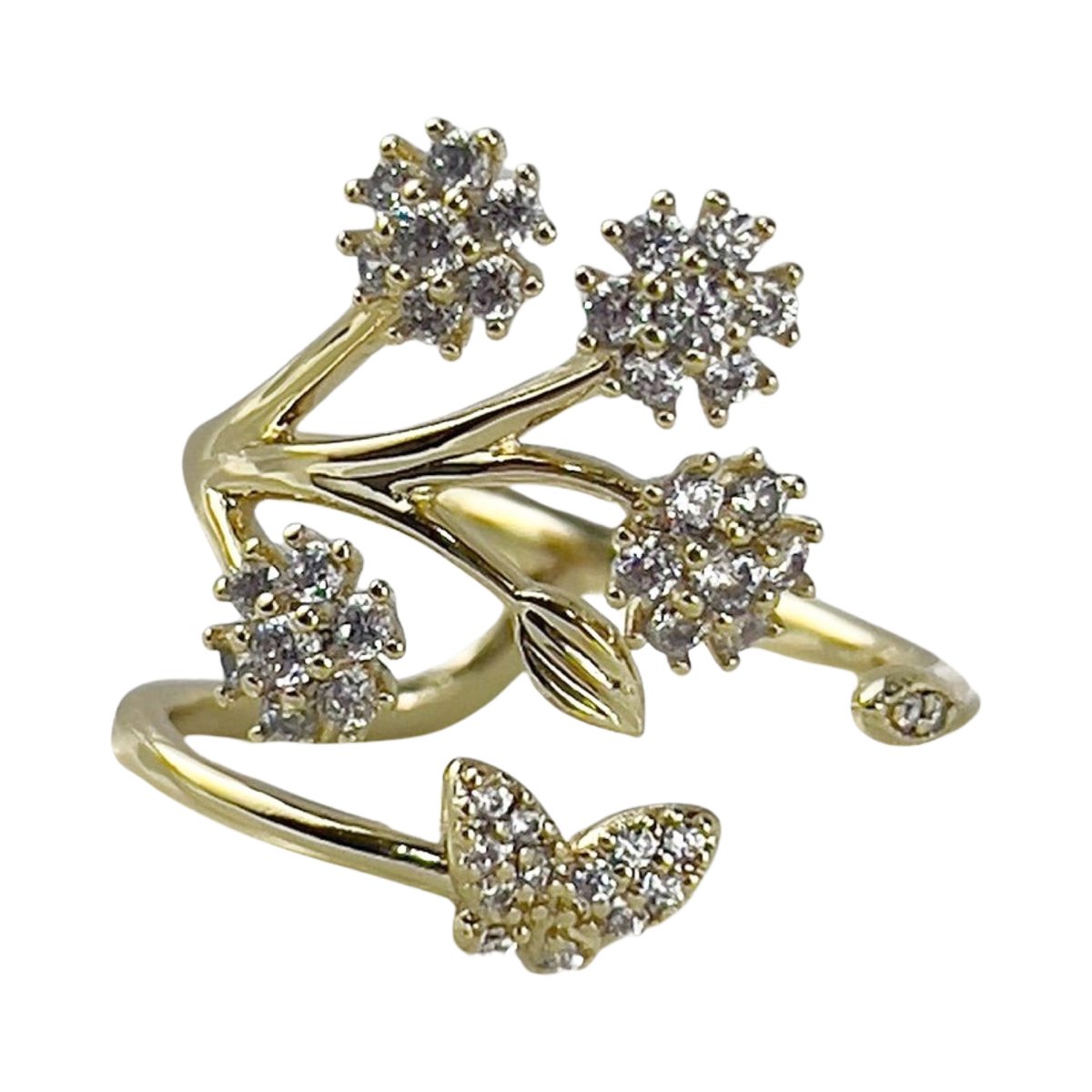 Butterfly Trees Adjustable Ring Gold 14K