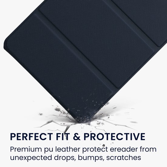 kwmobile E-readerhoesje voor Amazon Kindle Paperwhite (2024)/Colorsoft cover - E-reader Hoes met standaard - Van Kunstleer in donkerblauw van kwmobile — afbeelding 2